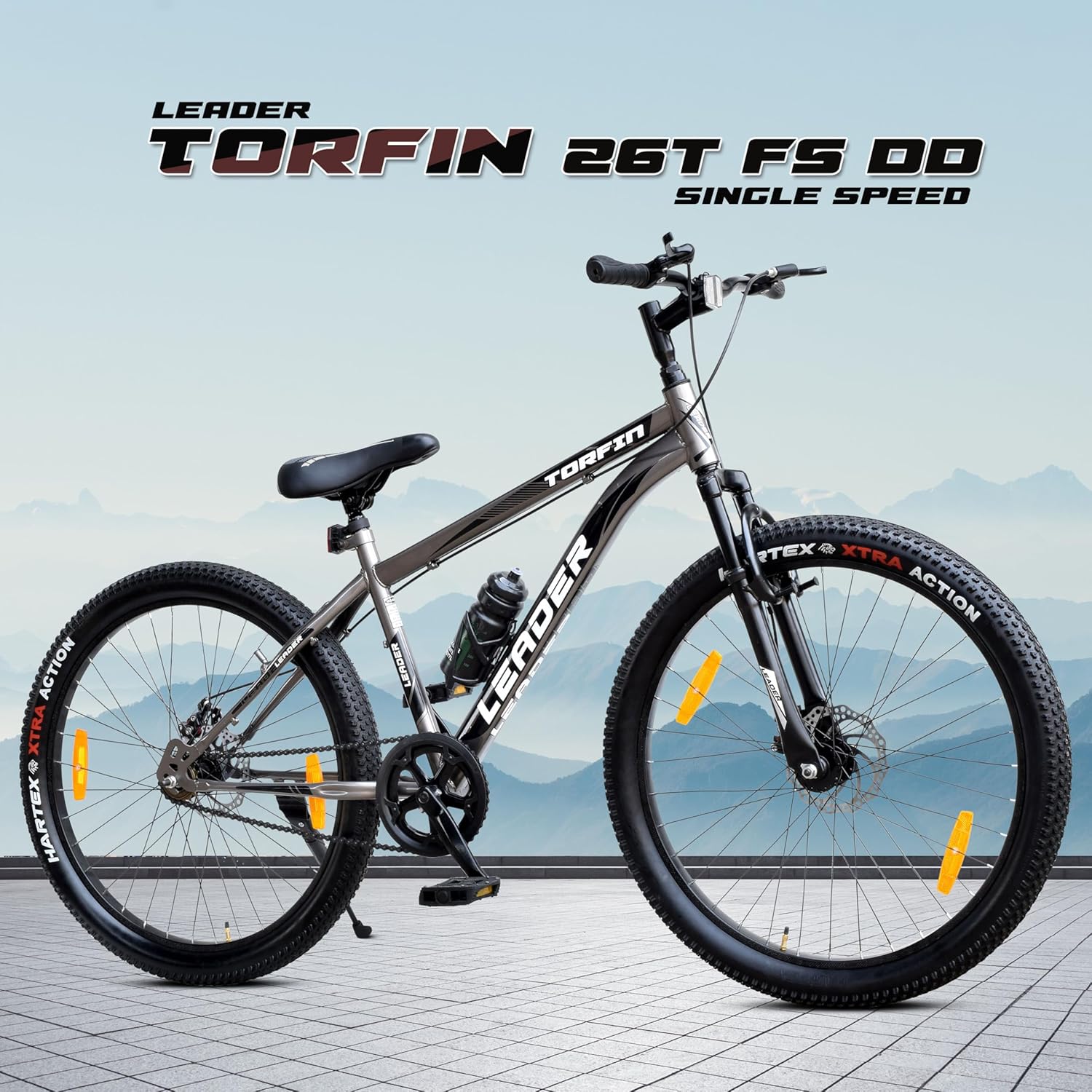 Leader Beast 26T Mountain Bike – Sleek Single‑Speed Cycle with Suspension & Dual Disc Brakes, Affordable Pedal‑Powered Alternative to Electric Bicycles