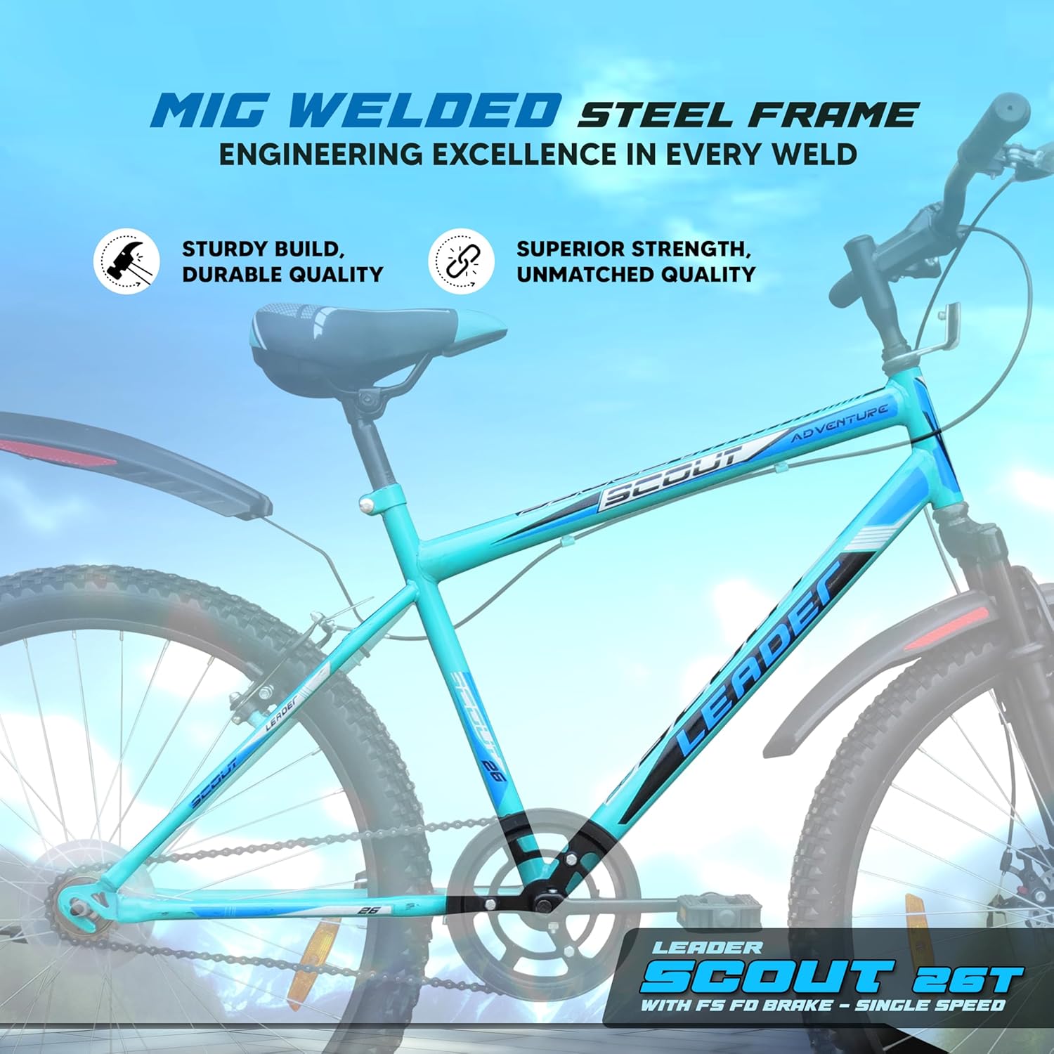 Leader Scout 26T Mountain Bike – Stylish Electric Bike Alternative for Youth & Adults