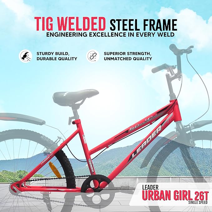Leader Urban Girl 26T City Bike – Stylish Manual Ride for Women, No Battery Required