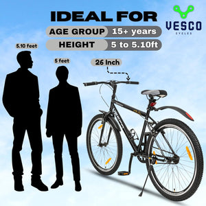 VESCO Downtown 26T Electric Cycle | Affordable E-Bike for Men with Steel Frame & Hybrid Design