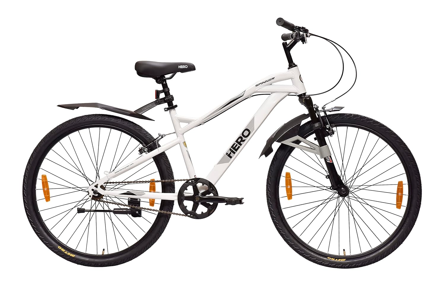 Hero Spinner 26T Mountain Bike – Best Affordable Alternative to Electric Bike with Front Suspension | White | Unisex