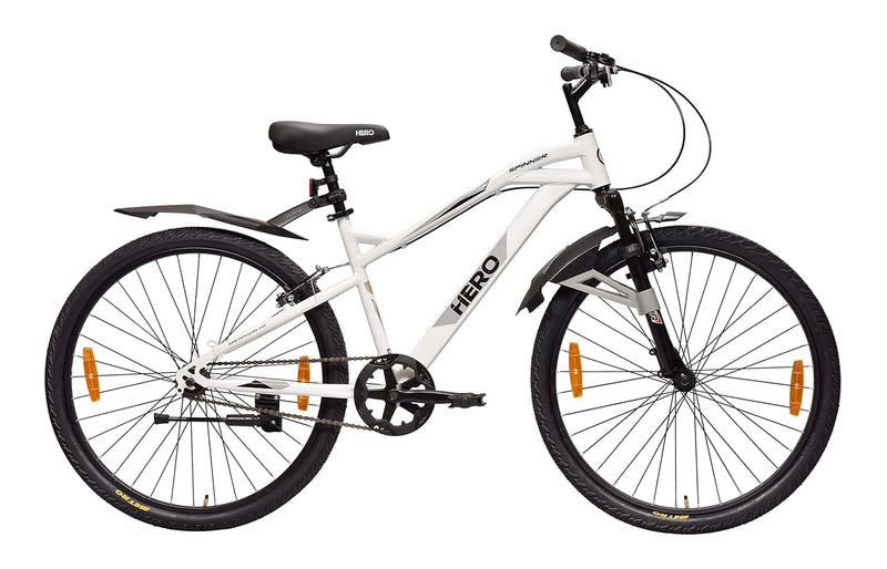Hero Spinner 26T Mountain Bike – Best Affordable Alternative to Electric Bike with Front Suspension | White | Unisex