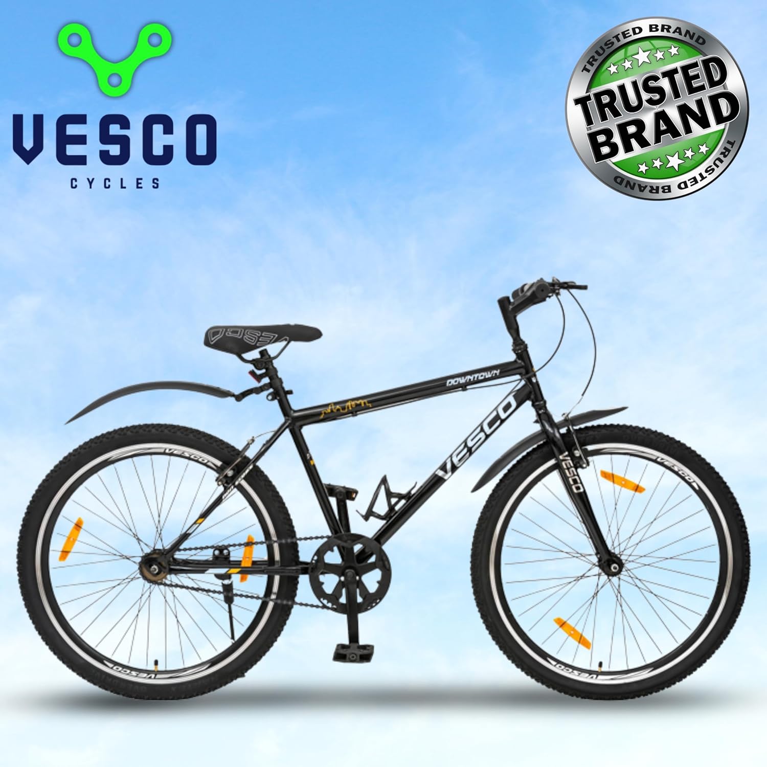 VESCO Downtown 26T Electric Cycle | Affordable E-Bike for Men with Steel Frame & Hybrid Design