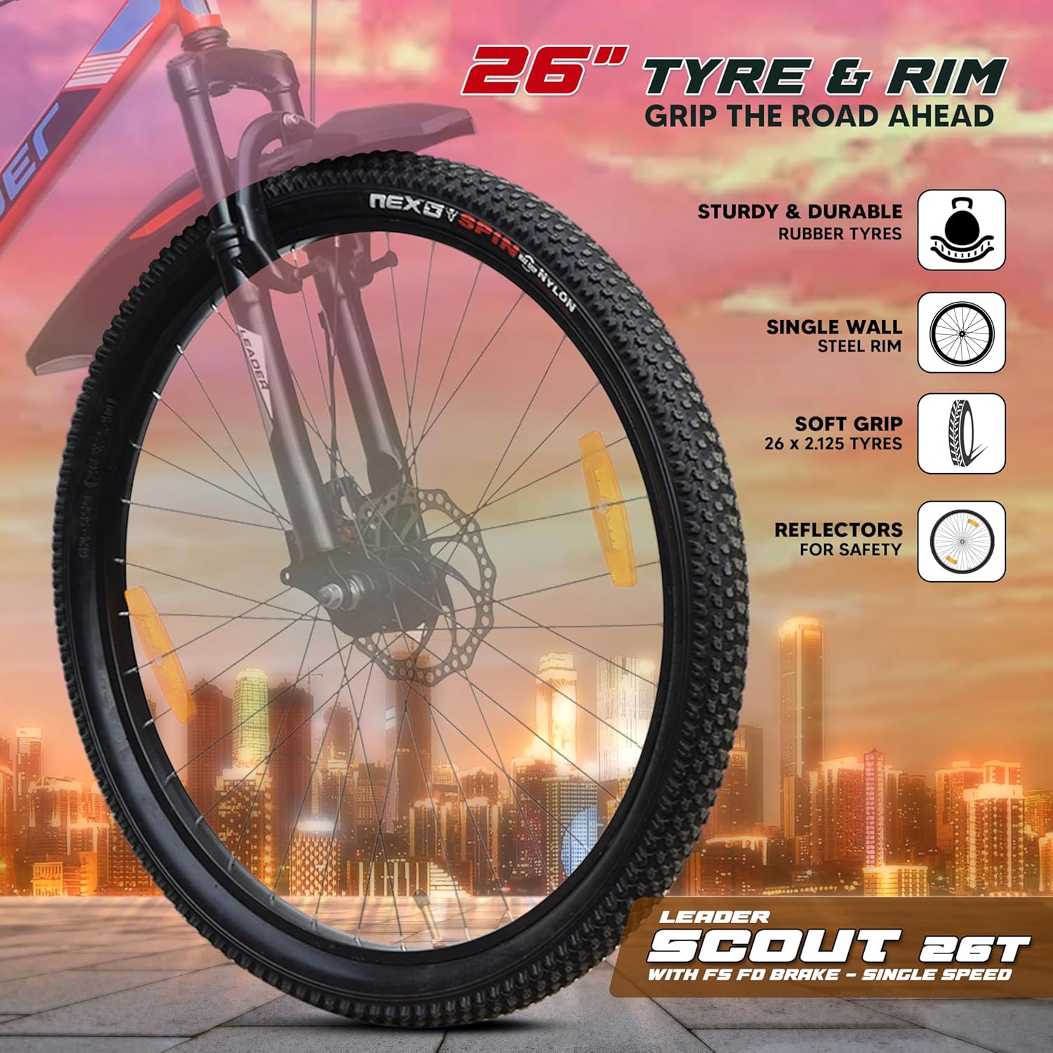 Leader Scout 26T Electric Cycle Alternative – Best Affordable Bike for Men, Teens & Youth with Dual Disc Brakes & Suspension
