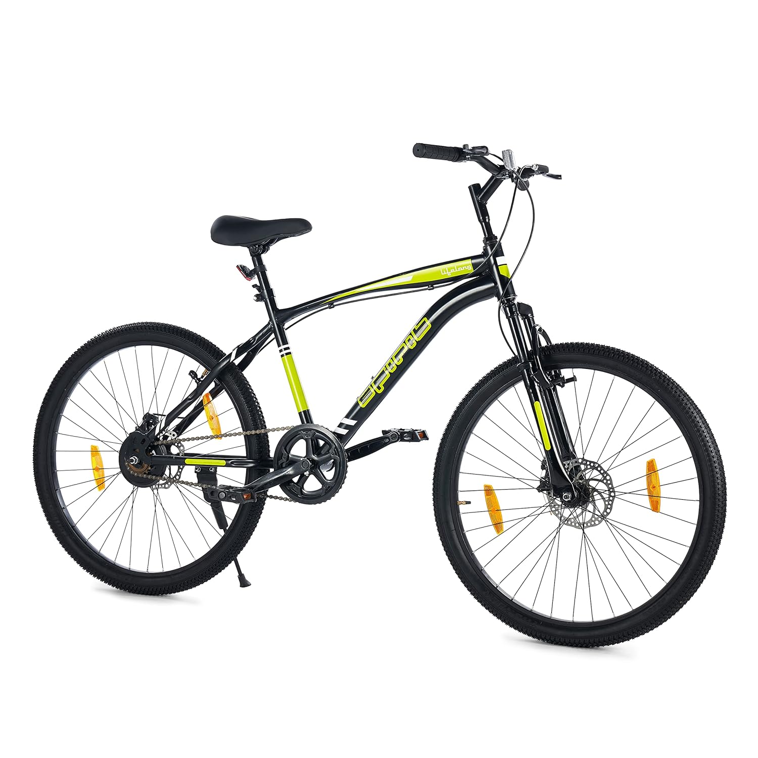 Lifelong Spirit 26T Electric-Like BMX Cycle with Disc Brake & Suspension – Affordable Battery-Less Eco Bike for Adults & Teens (Matte Black, 18” Frame)