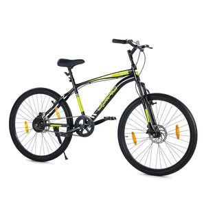 Lifelong Spirit 26T Electric-Like BMX Cycle with Disc Brake & Suspension – Affordable Battery-Less Eco Bike for Adults & Teens (Matte Black, 18” Frame)