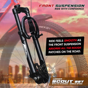 Leader Scout 26T Electric Cycle Alternative – Best Affordable Bike for Men, Teens & Youth with Dual Disc Brakes & Suspension
