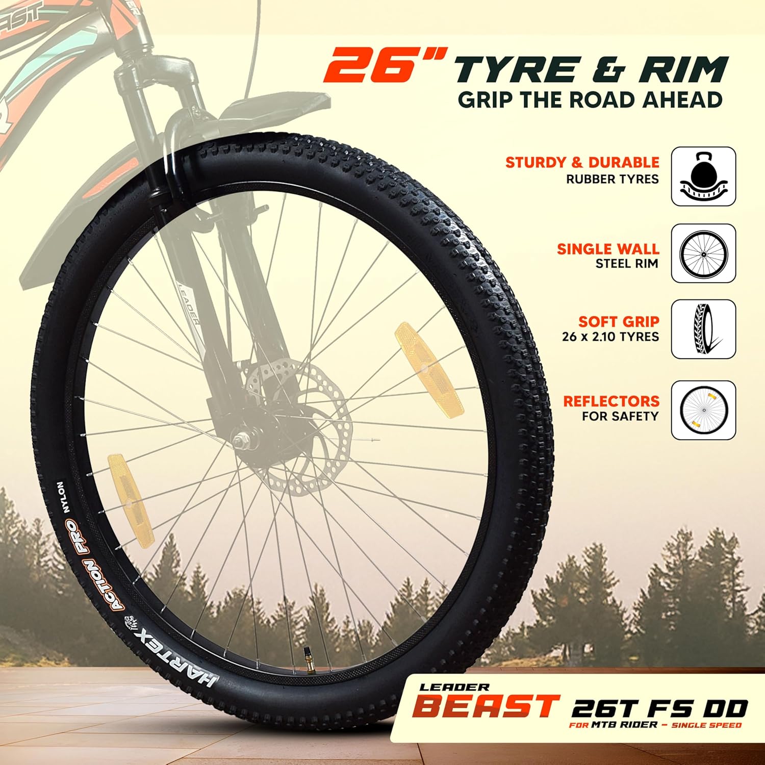 Leader Beast 26T IBC Mountain Bike – Premium Single-Speed City & Mountain Cycle for Men (Matt Black)