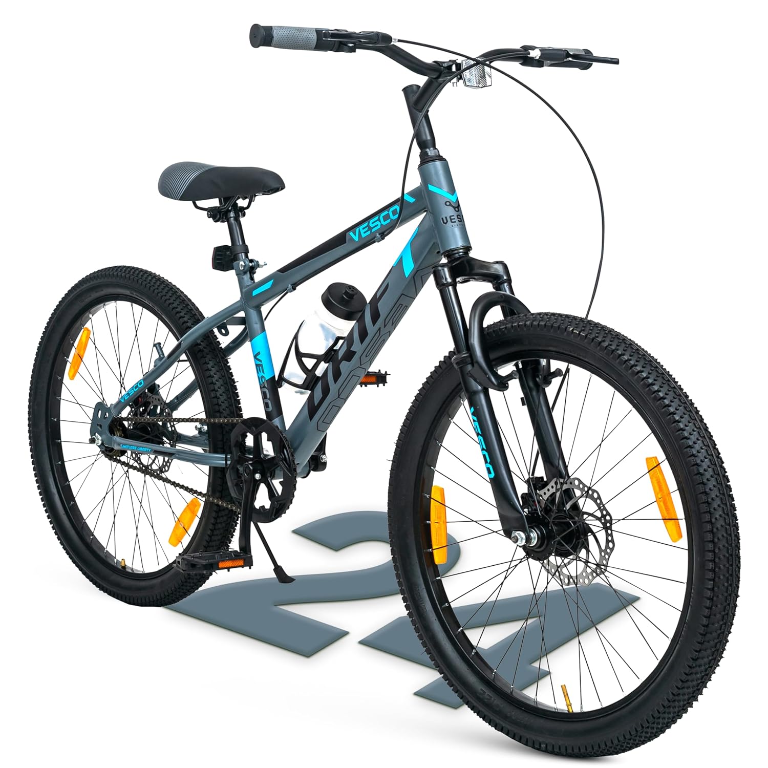 VESCO 24T Drift Kids Mountain Bike – Single‑Speed MTB with Dual Disc Brakes & Suspension | Affordable Ride for Teens (9‑14 Years)