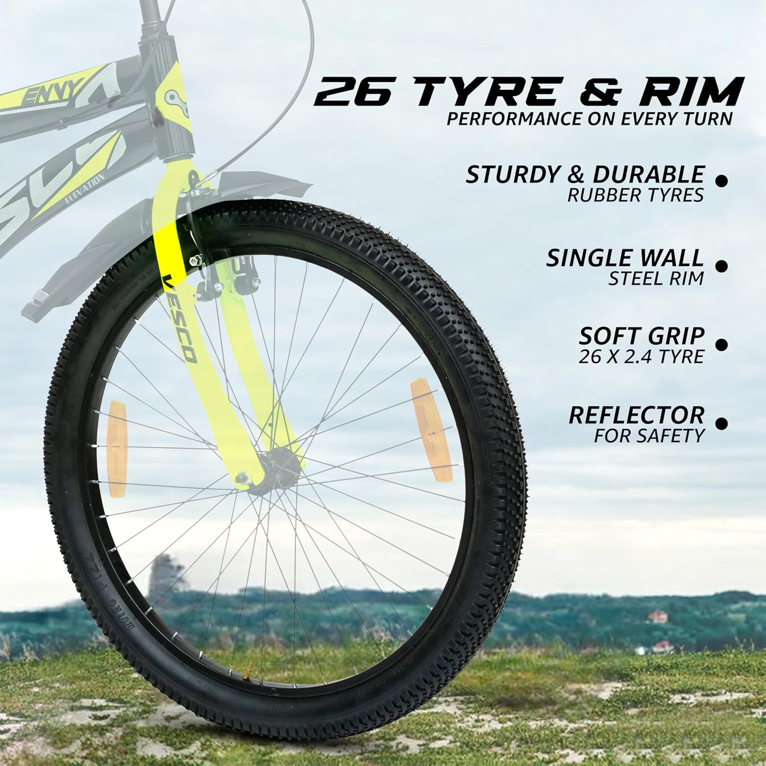 VESCO Envy 26T Road Bike for Men – Affordable Single Speed Black Cycle with Carrier | Best Alternative to Electric Bikes