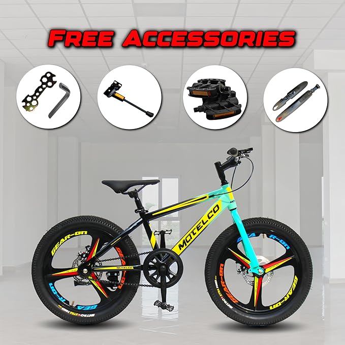 MATELCO Youth Ultra A20 20-Inch Magwheel Mountain Bike for Kids | Stylish Single-Speed Cycle with Dual Disc Brakes | Affordable Electric Cycle Alternative