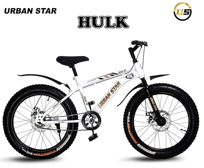 URBANSTAR Hulk 20T BMX Fat Tyre Bike – Single Speed Cycle with Dual Disc Brakes | Stylish Boys & Girls Freestyle Ride