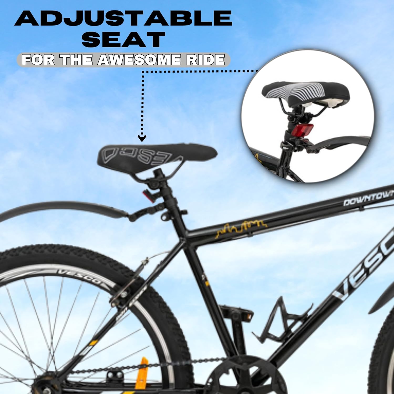 VESCO Downtown 26T Electric Cycle | Affordable E-Bike for Men with Steel Frame & Hybrid Design
