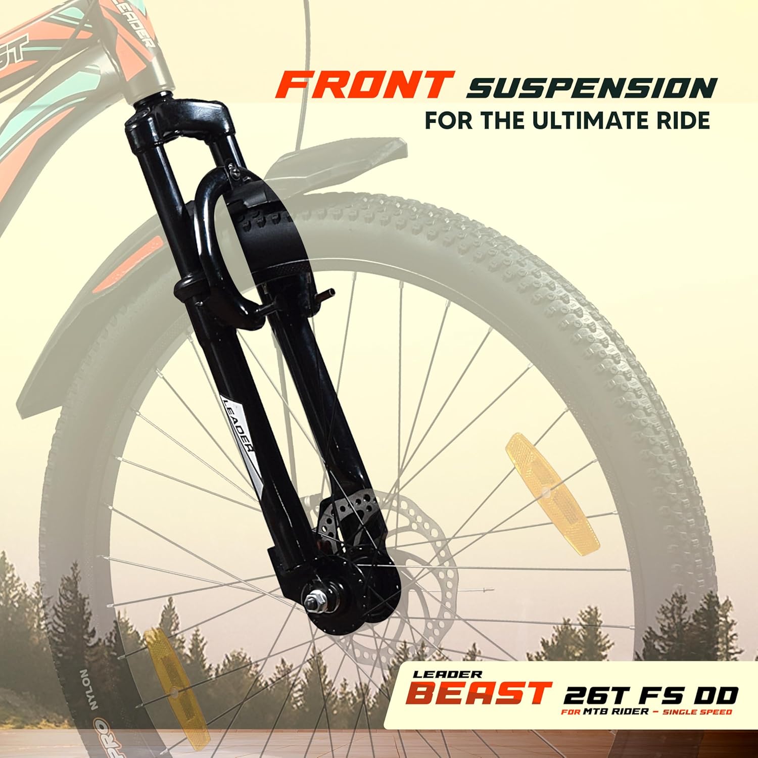 Leader Beast 26T IBC Mountain Bike – Premium Single-Speed City & Mountain Cycle for Men (Matt Black)