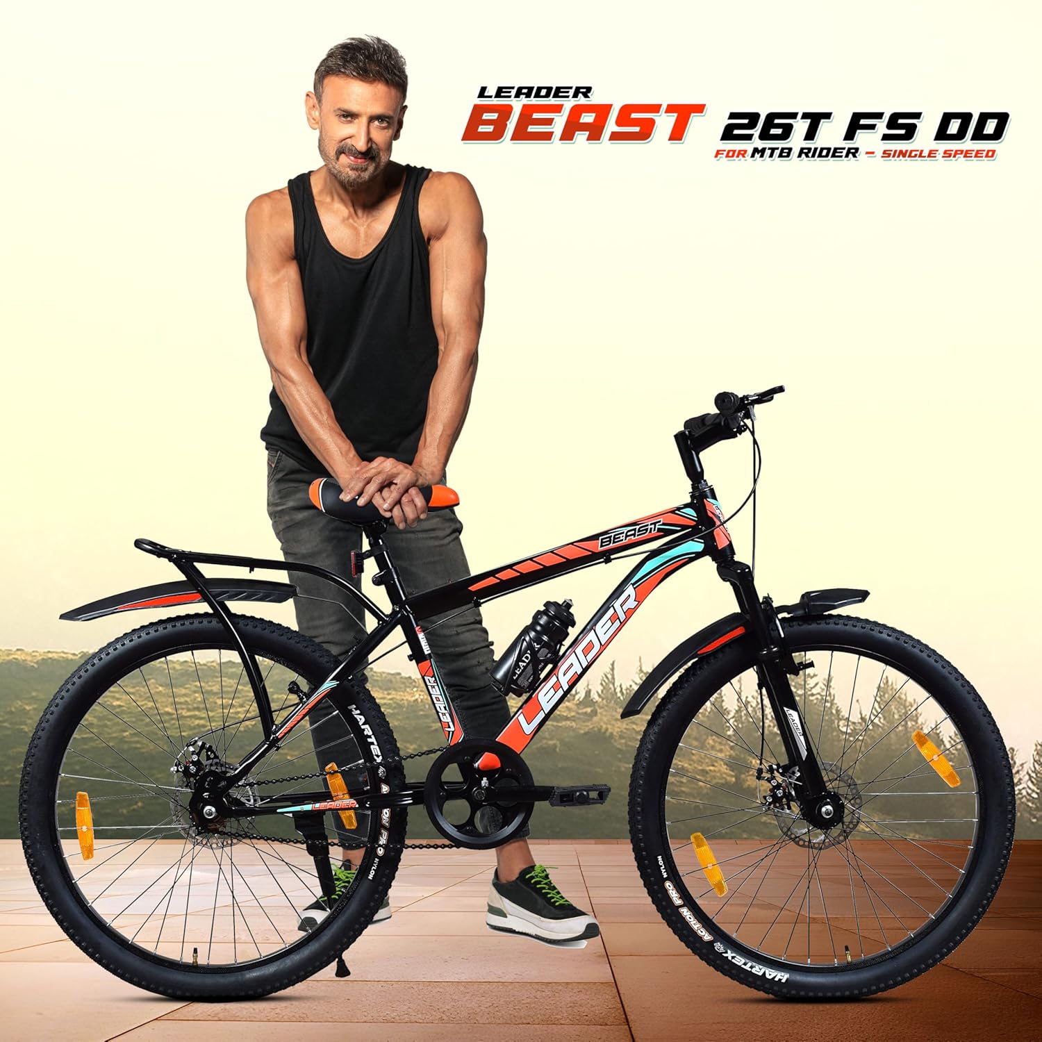 Leader Beast 26T IBC Mountain Bike – Premium Single-Speed City & Mountain Cycle for Men (Matt Black)