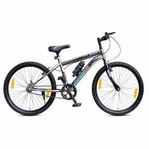 Leader Xplorer MTB 24T Single Speed Mountain Cycle | Best Kids’ Bike for Boys & Girls Age 9–14 | Stylish Grey Sports Bicycle with Power Brakes & Sturdy Steel Frame