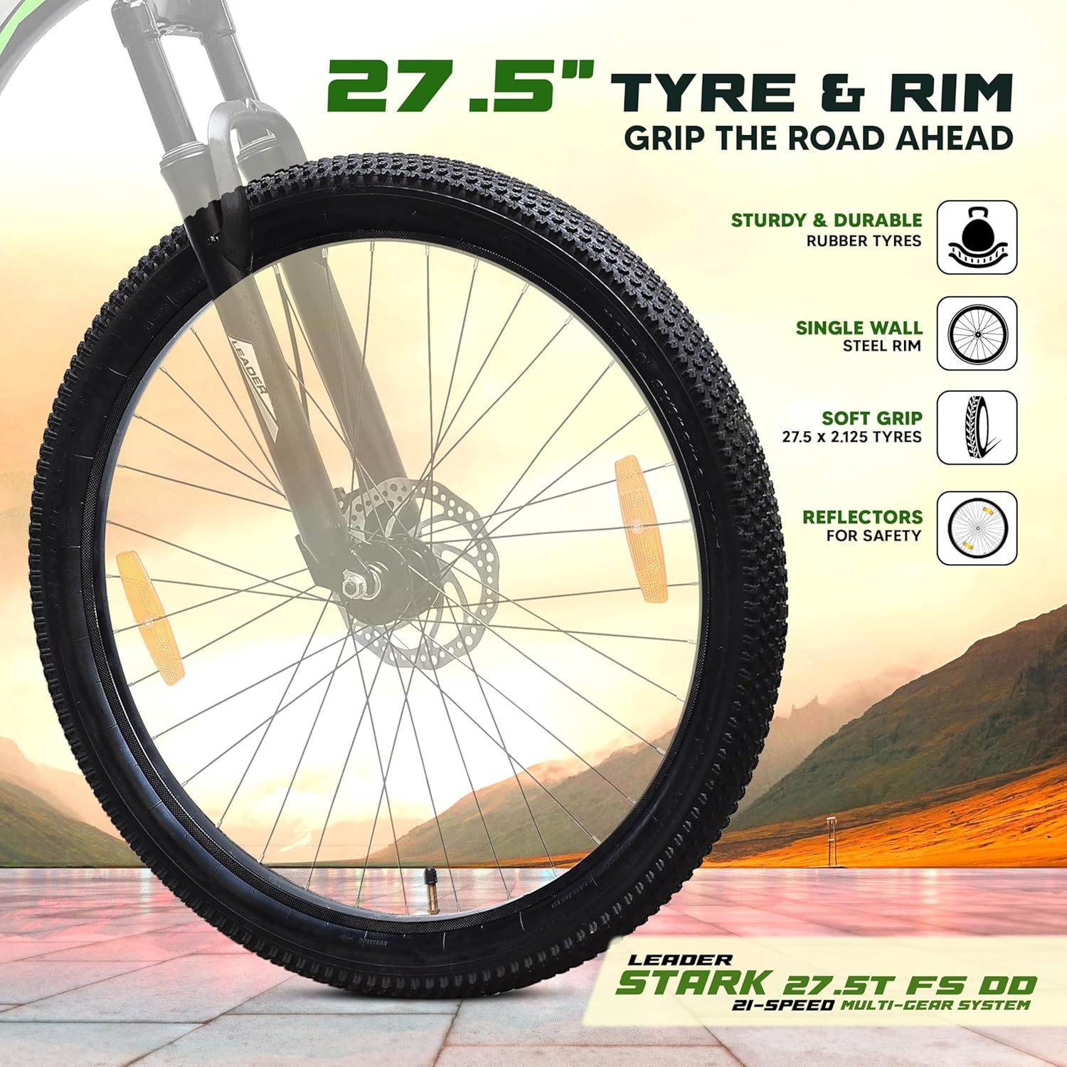 Leader Spyder 27.5T Mountain Bike – Sleek Single‑Speed MTB for Men & Teens (15+), Matt Black/Orange