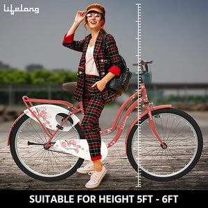 Lifelong Lady Cycle for Women – Hybrid Freeride Bike with Mudguard & Carrier | Best Budget Alternative to Electric Bicycle