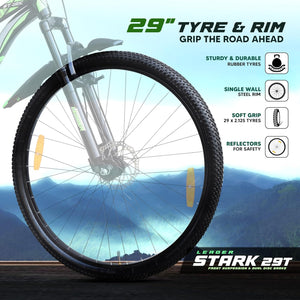 Leader Stark 29T MTB Cycle for Adults with Dual Disc Brakes | Affordable Alternative to Electric Bike & E Bicycle | Complete Accessories Included | Mountain Bike for Men | Steel Frame