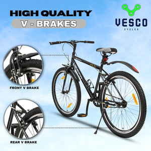 VESCO Downtown 26T Electric Cycle | Affordable E-Bike for Men with Steel Frame & Hybrid Design