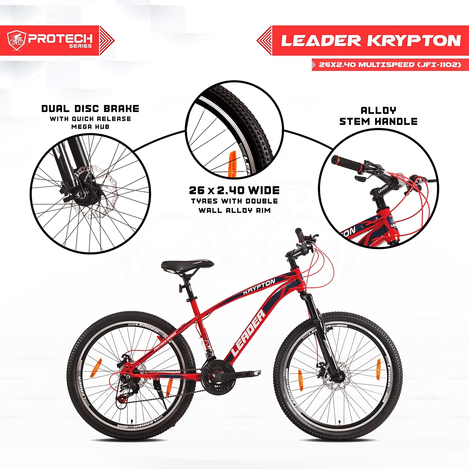 Leader Krypton 26T 21‑Speed MTB Cycle – Best Electric Cycle Alternative for Trail & City Rides