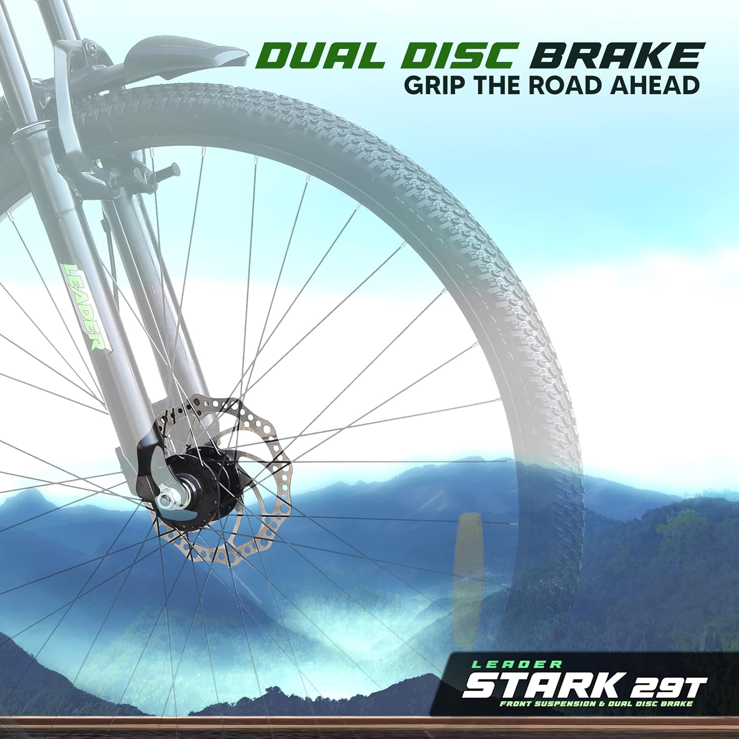 Leader Stark 29T MTB Cycle for Adults with Dual Disc Brakes | Affordable Alternative to Electric Bike & E Bicycle | Complete Accessories Included | Mountain Bike for Men | Steel Frame