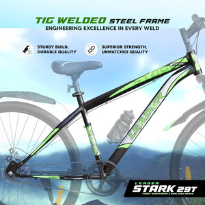 Leader Stark 29T MTB Cycle for Adults with Dual Disc Brakes | Affordable Alternative to Electric Bike & E Bicycle | Complete Accessories Included | Mountain Bike for Men | Steel Frame