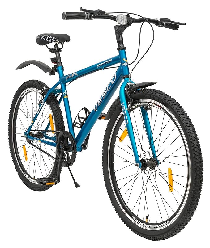 VESCO Downtown 26 T Cycle for Men – Best Affordable Electric Bike Alternative with Rigid Fork & Single Speed Hybrid Design (Black, 19 Inch Frame)