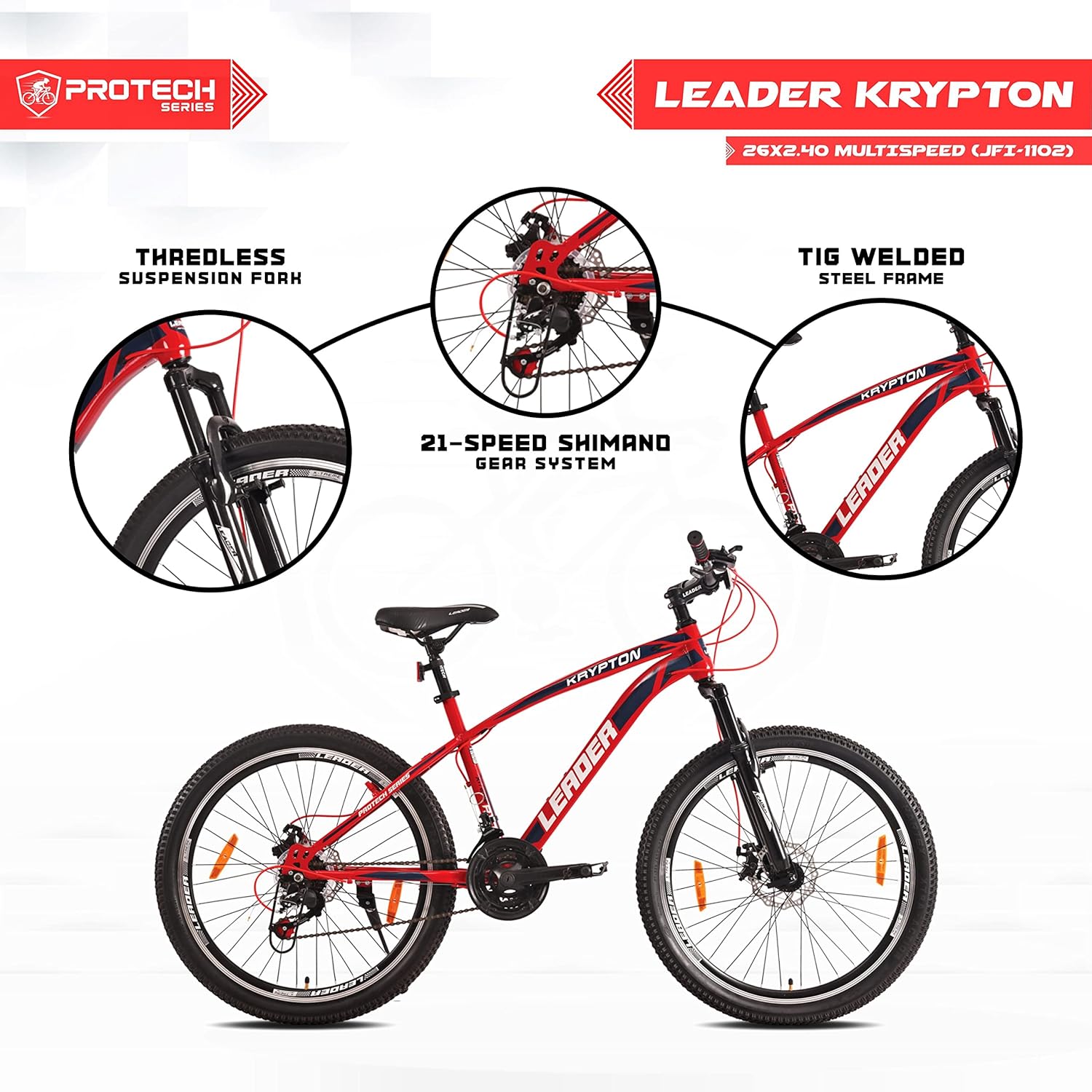 Leader Krypton 26T 21‑Speed MTB Cycle – Best Electric Cycle Alternative for Trail & City Rides