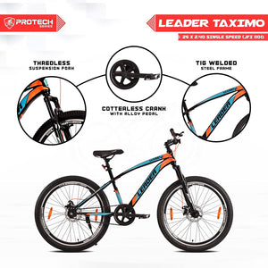 Leader Taximo 26T Electric Bike for Youth & Adults | Hero-Style MTB E Bicycle with Front Suspension & Dual Disc Brakes