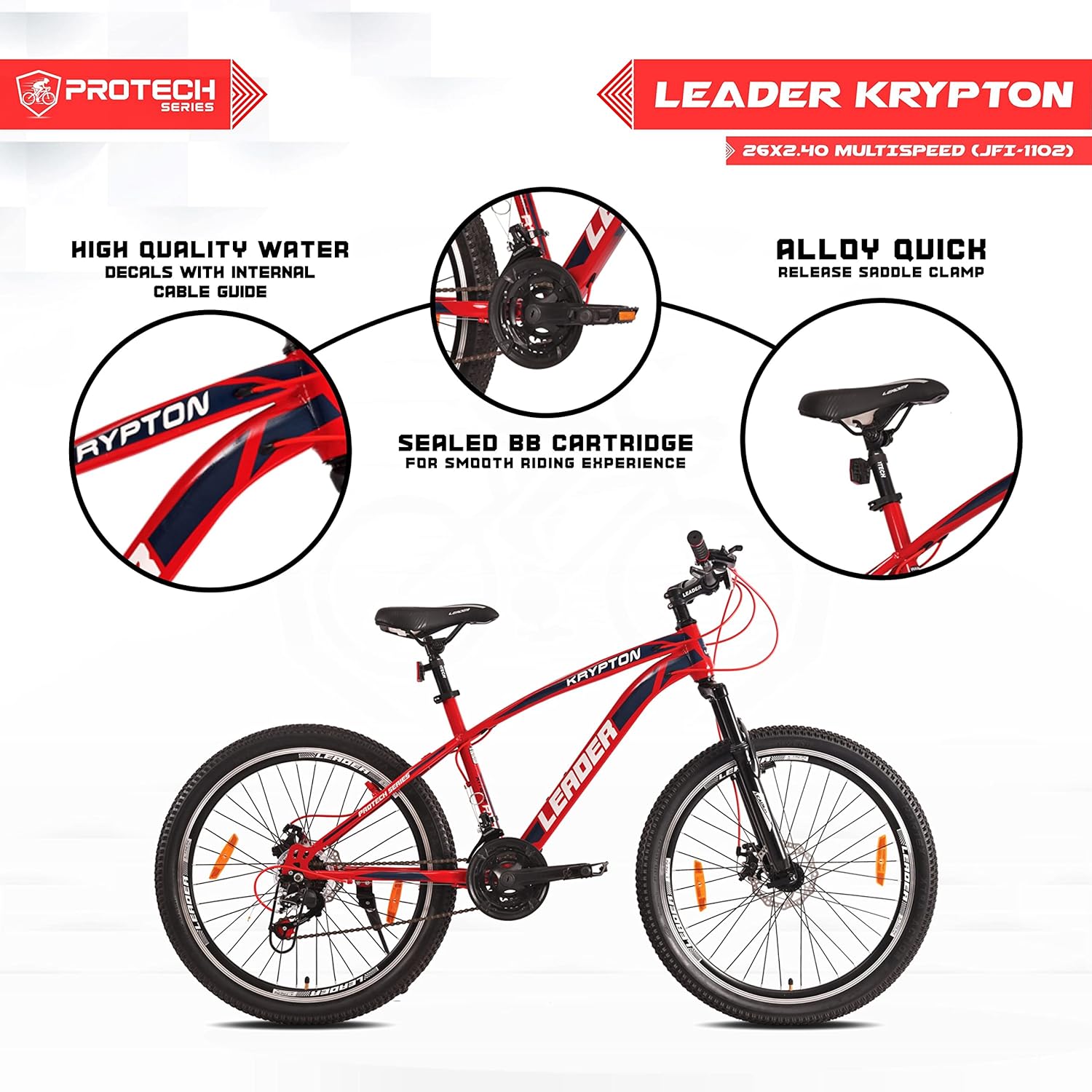 Leader Krypton 26T 21‑Speed MTB Cycle – Best Electric Cycle Alternative for Trail & City Rides