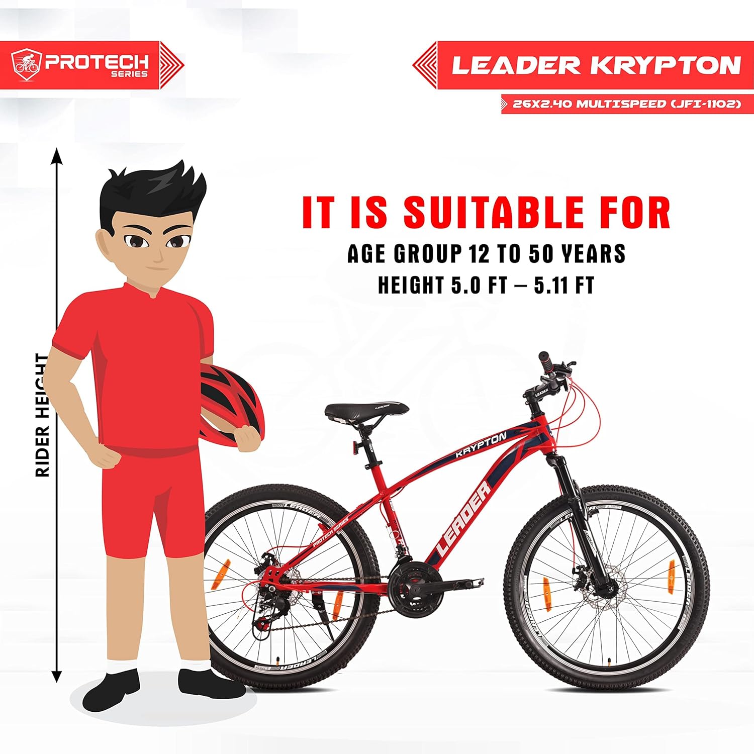 Leader Krypton 26T 21‑Speed MTB Cycle – Best Electric Cycle Alternative for Trail & City Rides