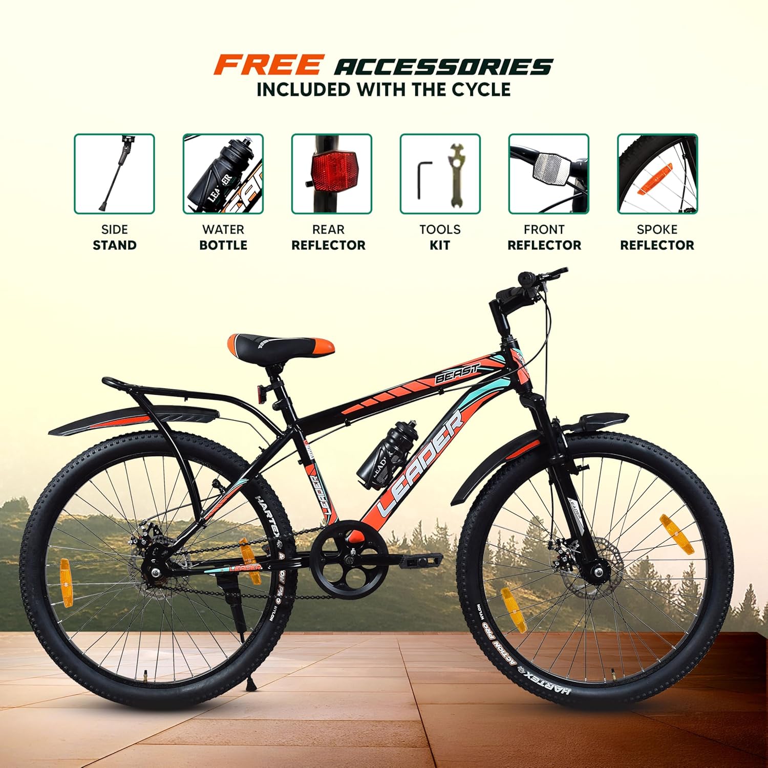 Leader Beast 26T IBC Mountain Bike – Premium Single-Speed City & Mountain Cycle for Men (Matt Black)