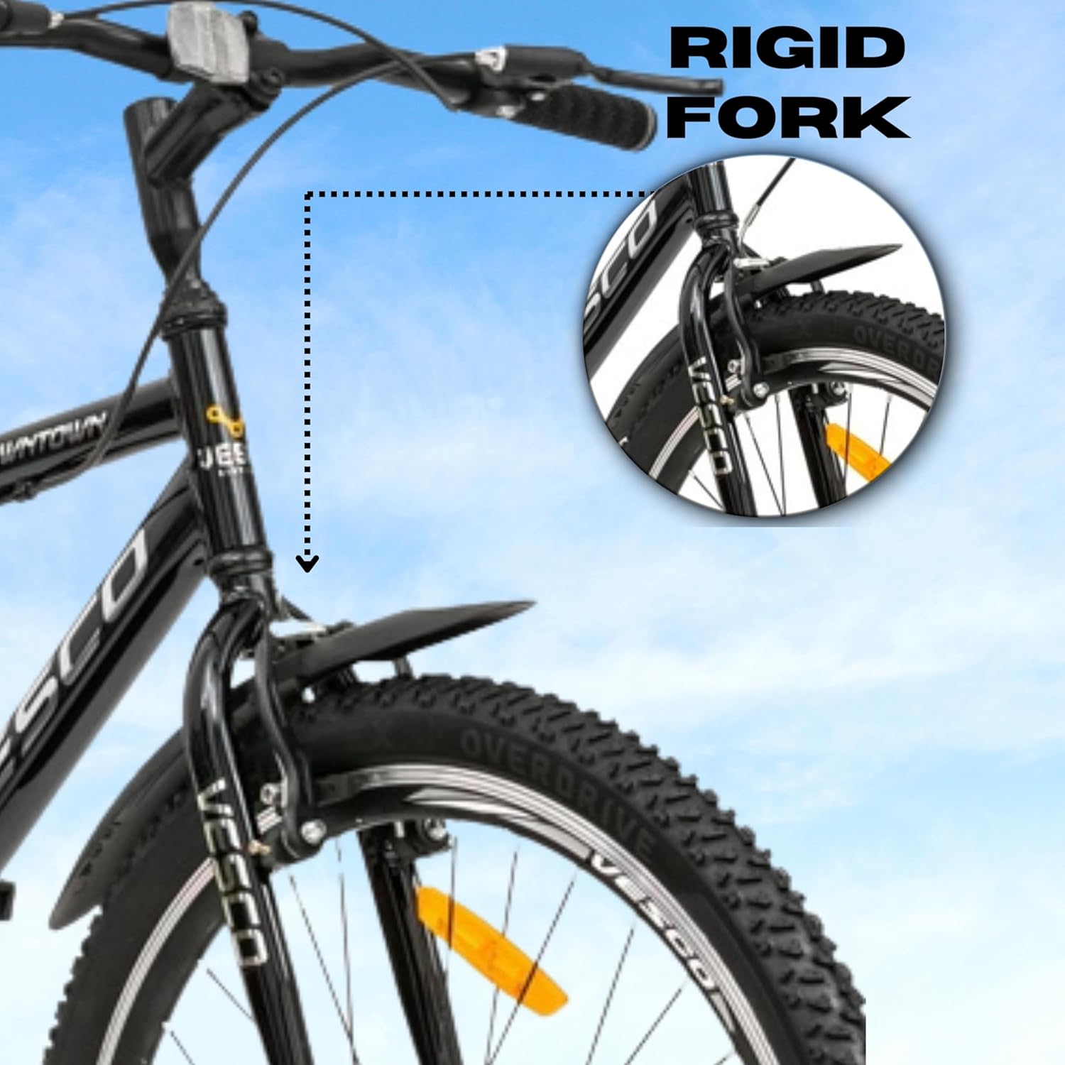 VESCO Downtown 26T Electric Cycle | Affordable E-Bike for Men with Steel Frame & Hybrid Design