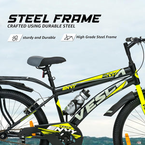 VESCO Envy 26T Road Bike for Men – Affordable Single Speed Black Cycle with Carrier | Best Alternative to Electric Bikes