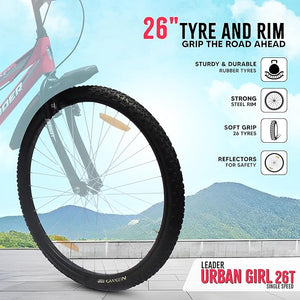 Leader Urban Girl 26T City Bike – Stylish Manual Ride for Women, No Battery Required