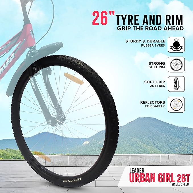 Leader Urban Girl 26T City Bike – Stylish Manual Ride for Women, No Battery Required