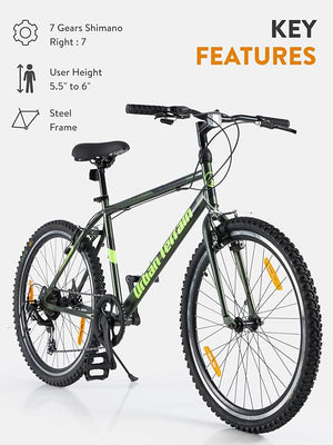 Urban Terrain UT777 26-Inch Steel Mountain Bicycle – 7-Speed, Lightweight MTB for Adults | Best Electric Bike Alternative Under