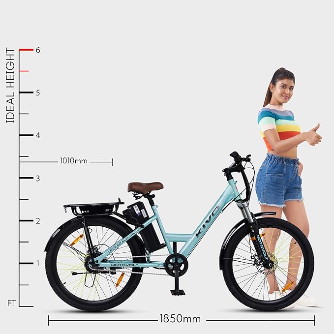 Motovolt KIVO Easy Electric Cycle – Best Affordable e Bike in India with Removable Battery, 45 Km Range & Front Suspension