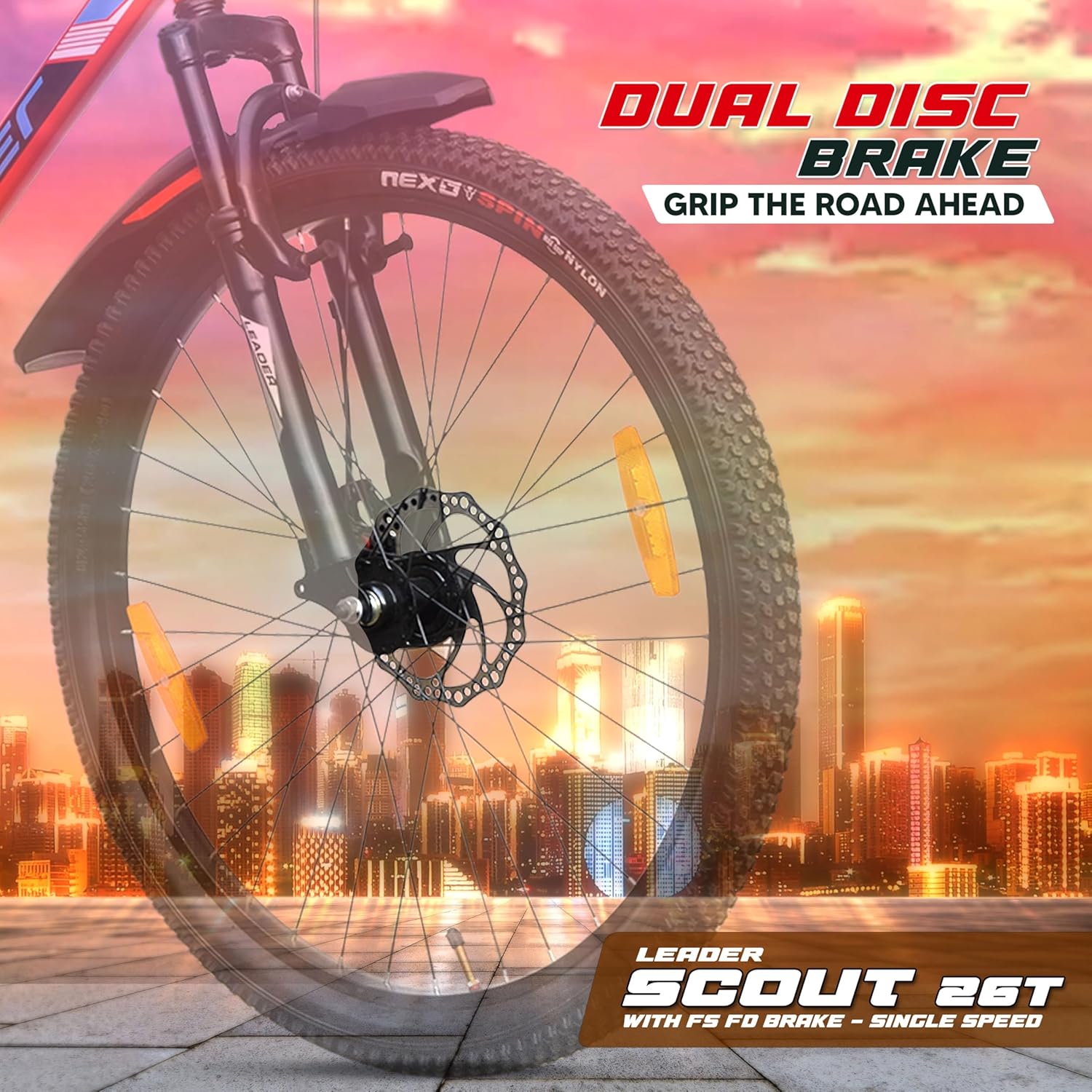 Leader Scout 26T Electric Cycle Alternative – Best Affordable Bike for Men, Teens & Youth with Dual Disc Brakes & Suspension