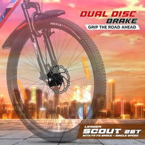 Leader Scout 26T Electric Cycle Alternative – Best Affordable Bike for Men, Teens & Youth with Dual Disc Brakes & Suspension