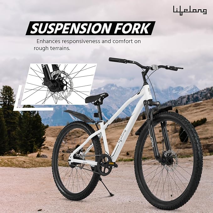 Lifelong Hero Electric Cycle for Adults – 27.5T MTB Unisex E Bicycle with Front Suspension & Dual Disc Brakes – Best Electric Cycle for Men & Women in India