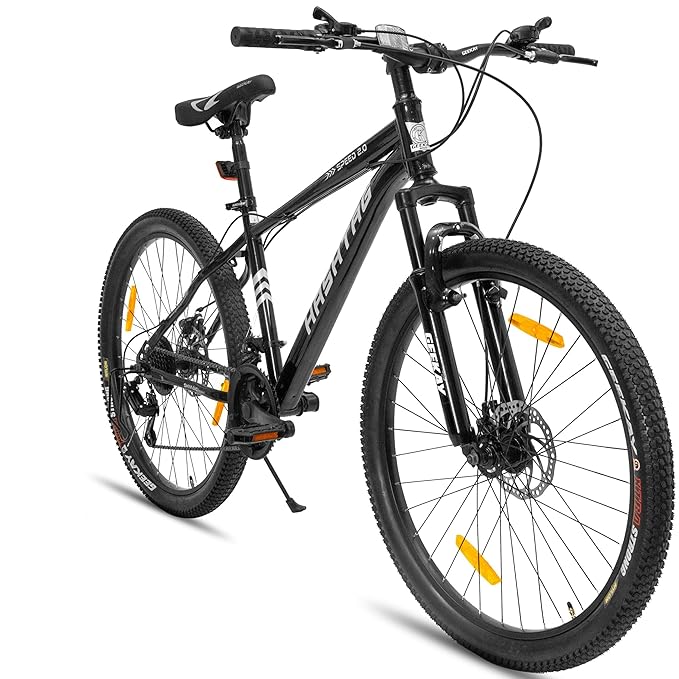 Geekay Speed 2.0 26T Mountain Bicycle for Men with 21 Speed Gears | Front Suspension | Dual Disc Brakes | 26 Inch Steel Frame | Aqua Blue