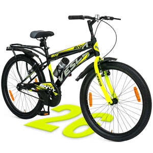 VESCO Envy 26T Road Bike for Men – Affordable Single Speed Black Cycle with Carrier | Best Alternative to Electric Bikes