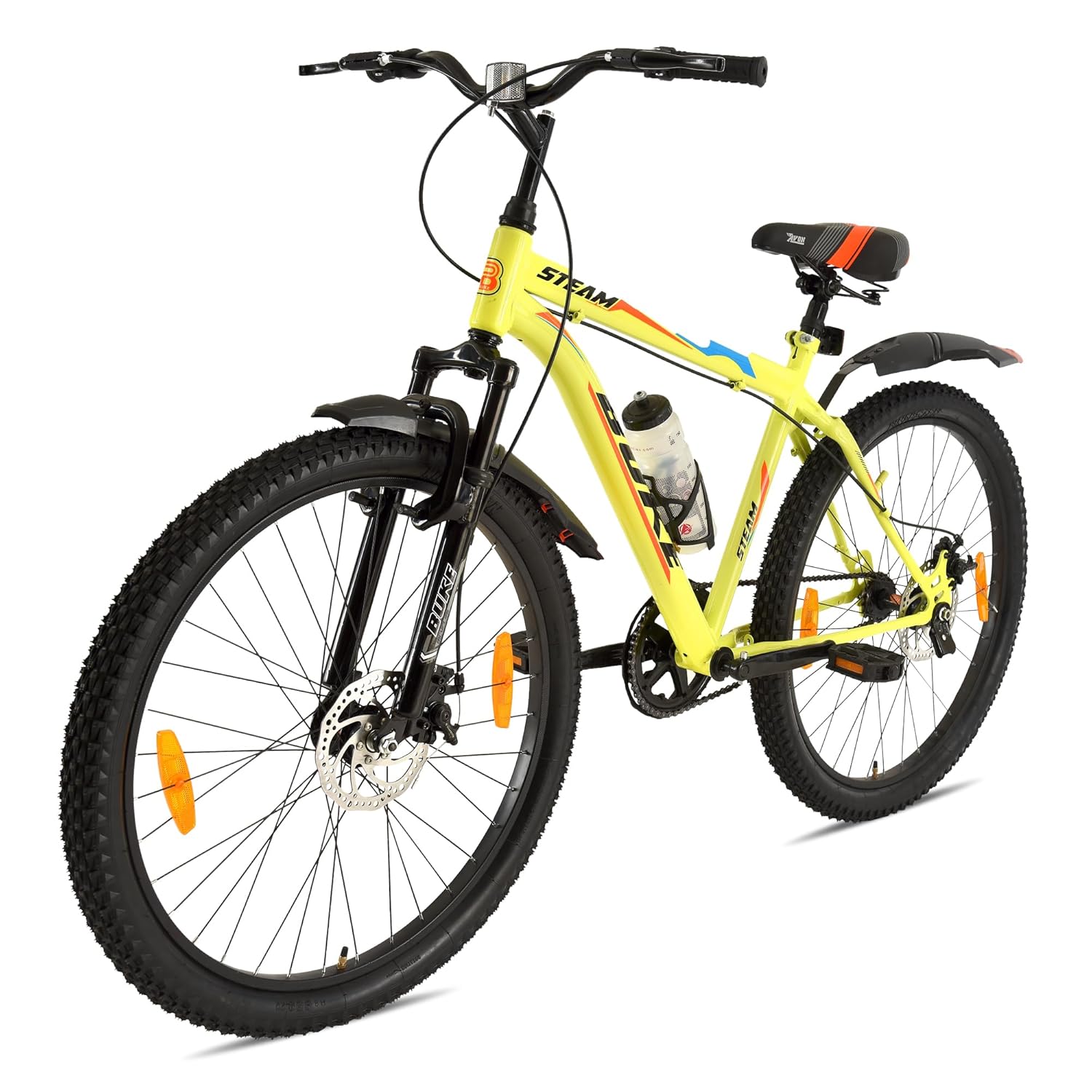 Avon Buke Steam 26T Men’s Mountain Electric‑Style Bicycle | 26″ MTB Cycle with Disc Brakes & Neon Green Matte Finish