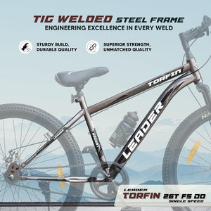 Leader Beast 26T Mountain Bike – Sleek Single‑Speed Cycle with Suspension & Dual Disc Brakes, Affordable Pedal‑Powered Alternative to Electric Bicycles
