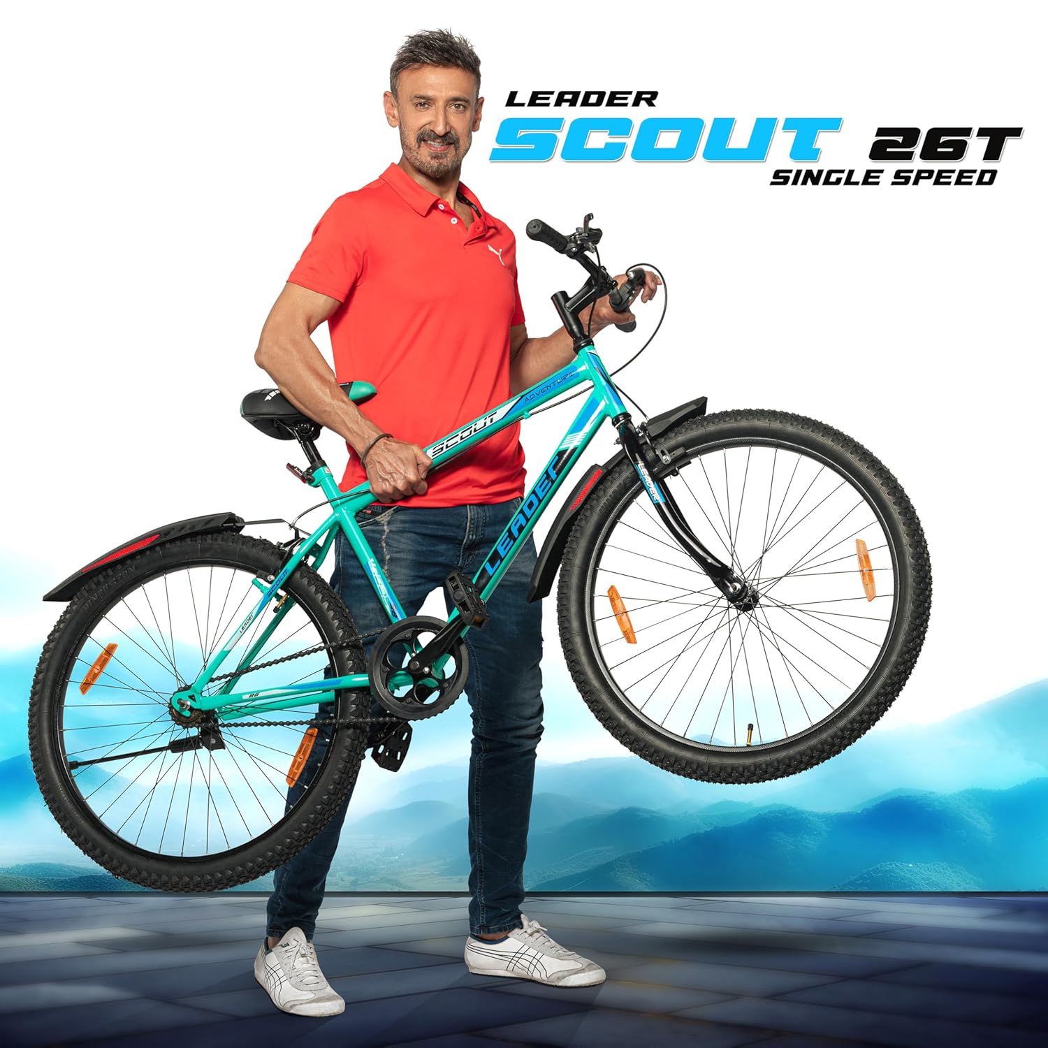 Leader Scout MTB 26T Mountain Electric‑style Bicycle – Single‑Speed, Sea Green for Men & Youth