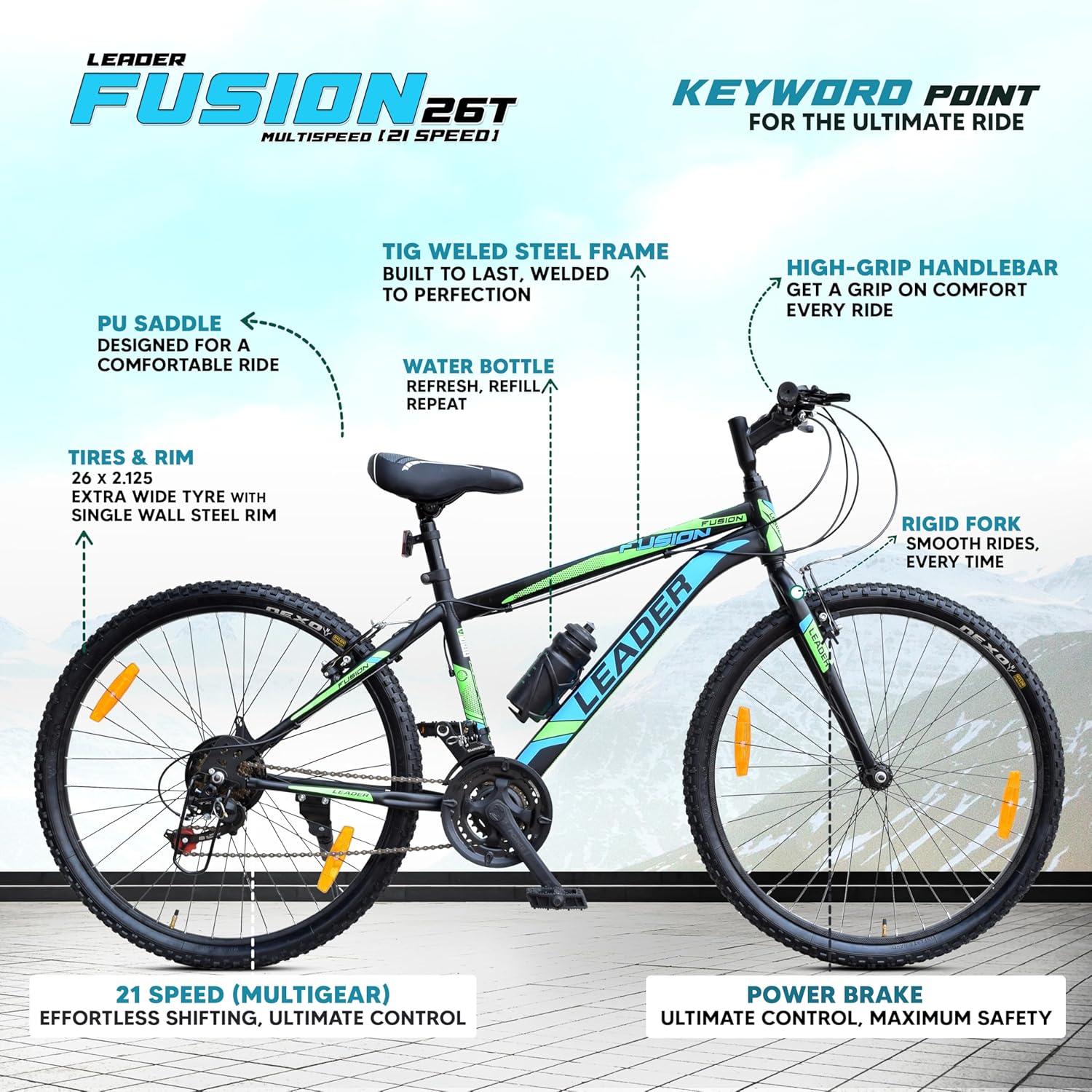 Leader Fusion 26T Hybrid Cycle with 21-Speed Gears – Affordable Alternative to Electric Bikes in India
