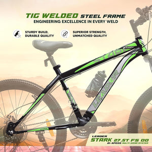 Leader Spyder 27.5T Mountain Bike – Sleek Single‑Speed MTB for Men & Teens (15+), Matt Black/Orange