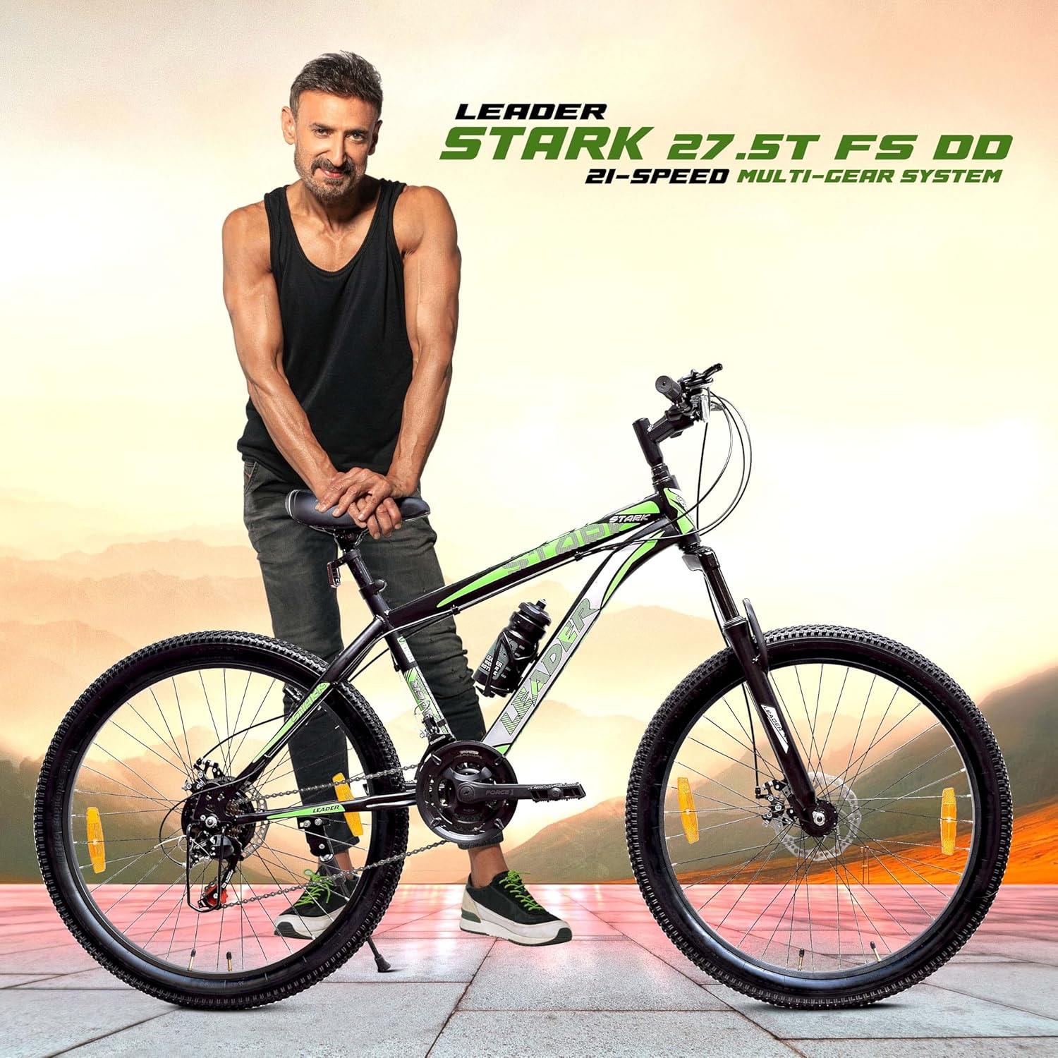 Leader Spyder 27.5T Mountain Bike – Sleek Single‑Speed MTB for Men & Teens (15+), Matt Black/Orange